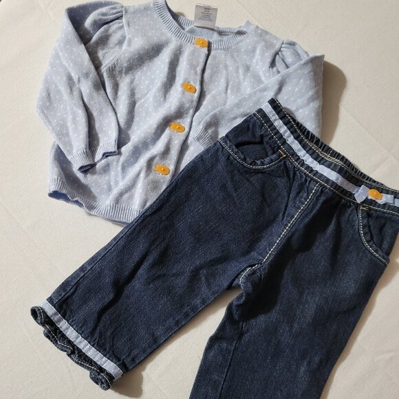 Gymboree Little Goldfish 6-12 Month Jeans & sweater VGUC. Located mixed bin Z24